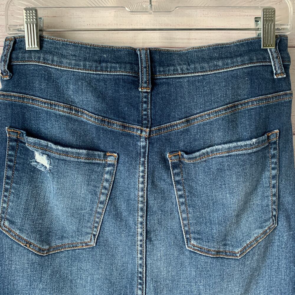 Harper Denim Blue Jean Skirt High Low Distressed Frayed Hem Size Medium - Picture 6 of 13